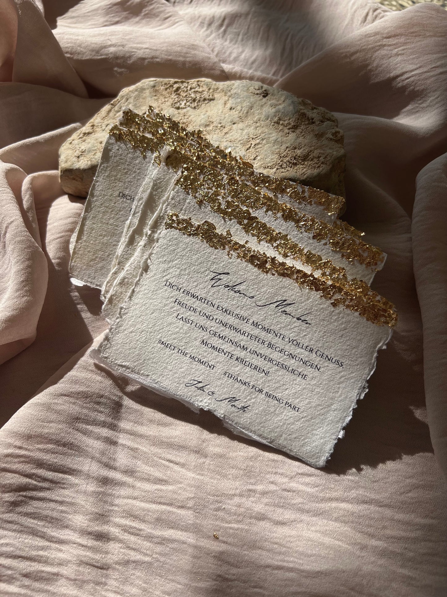 Blattgold Büttenpapier Kärtchen DIN A7 I Henna Karten, Platzkarten