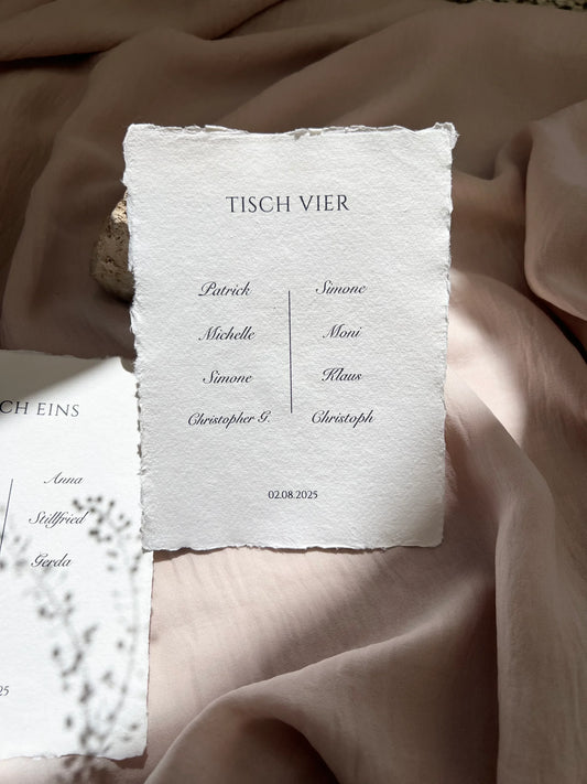 Tschkarte Hochzeit Büttenpapier mit zerissenem Rand