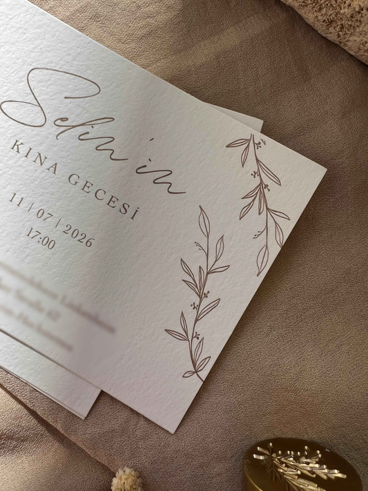 Goldbraun Henna Karten, Kina Davetiyesi DIN A7