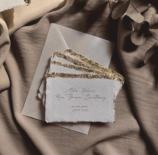 Blattgold Büttenpapier Kärtchen DIN A7 I Henna Karten, Platzkarten SafDesign