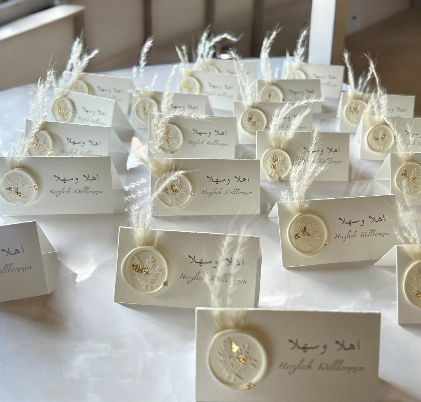 Place cards handmade paper DIN A6 I seating plan, gold leaf