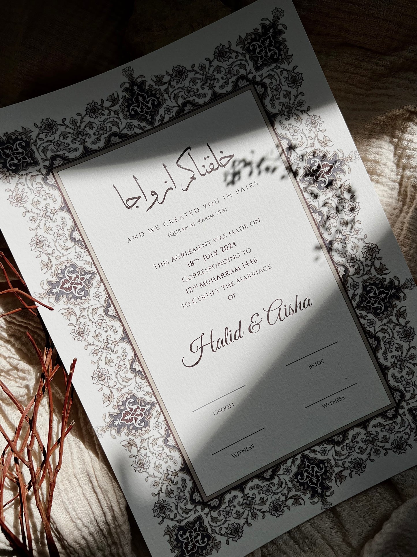 Nikkah Certificate I Heiratsurkunde