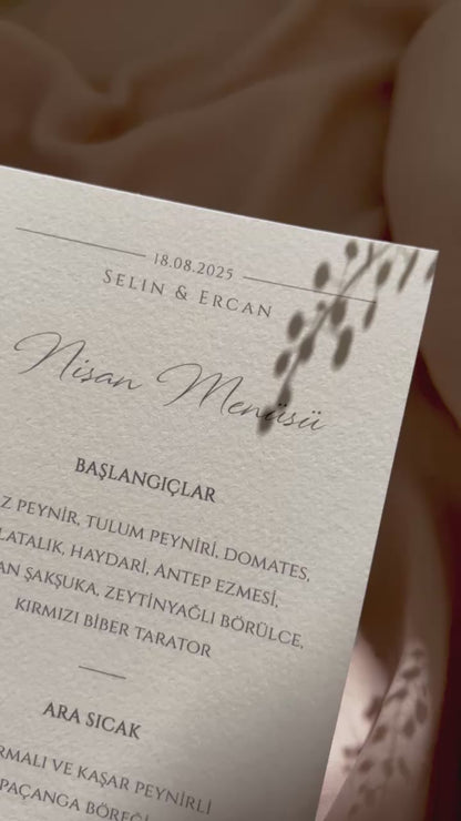 Minimal menu card I place card, gold leaf 