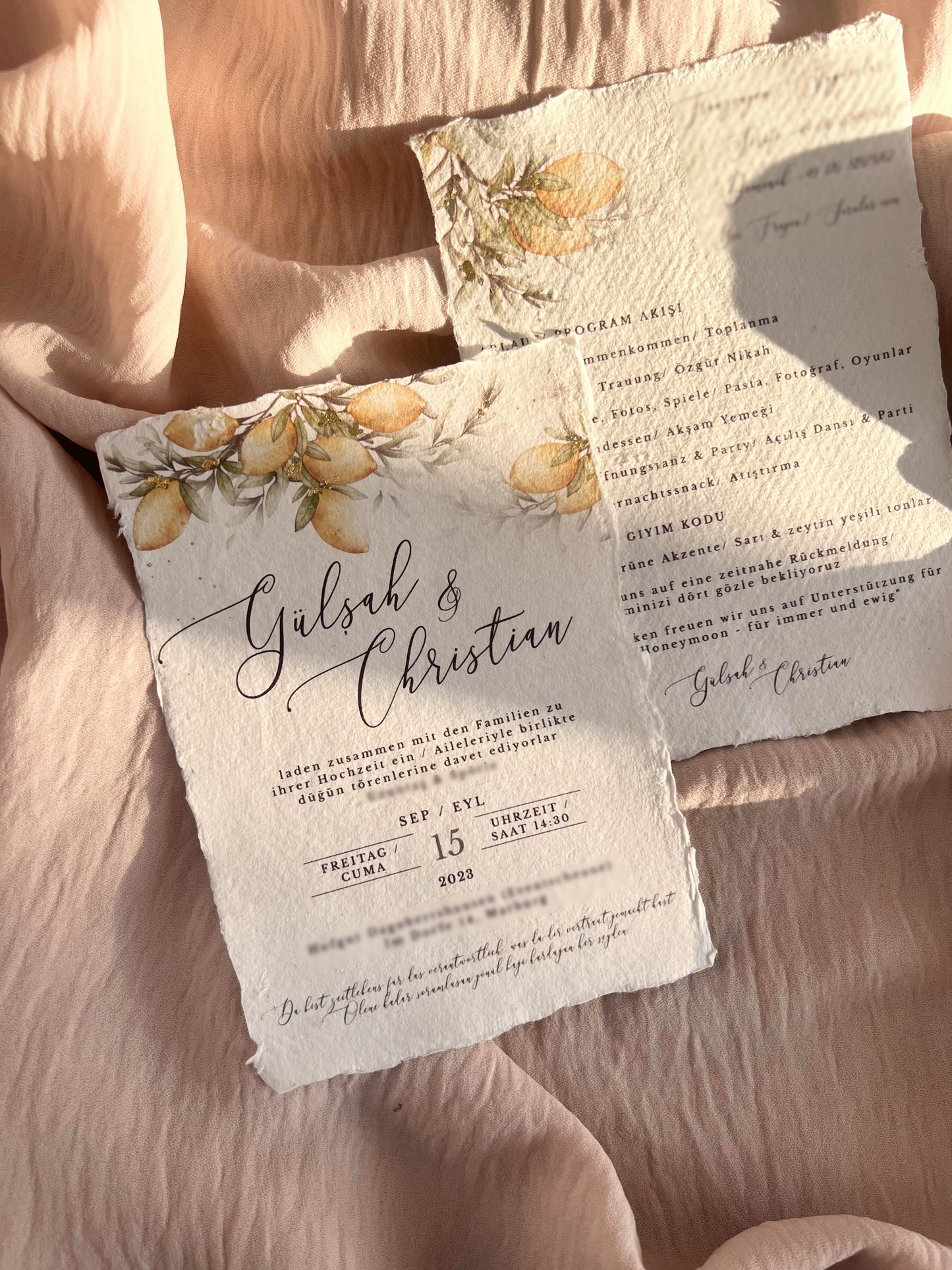 Lemon Invitation I Feine Blattgold Details