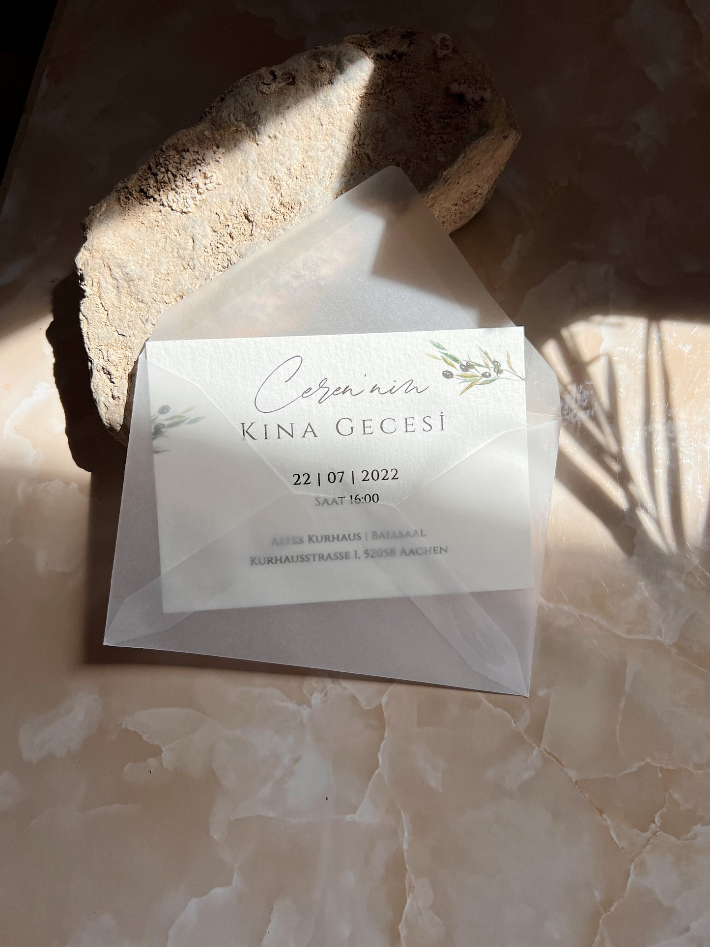 Olive Invitation I Henna Karten, Platzkarten A7 I Hochzeit Einladung