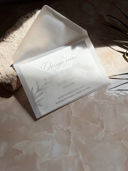 Leaf Invitation I Henna Karte, Platzkarten Antwortkarte DIN A7 I Hochzeit Einladung