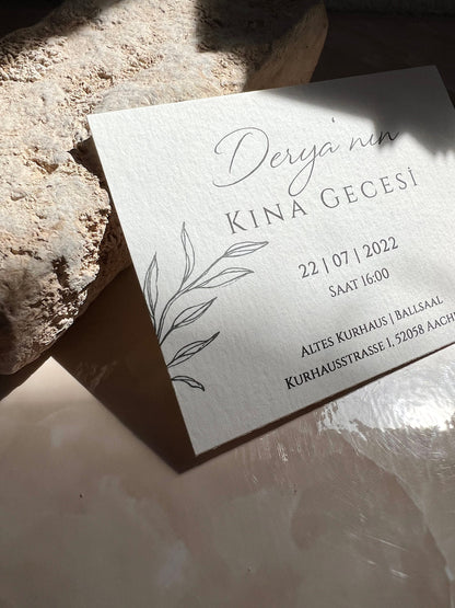 Leaf Invitation I Henna Karte, Platzkarten Antwortkarte DIN A7 I Hochzeit Einladung