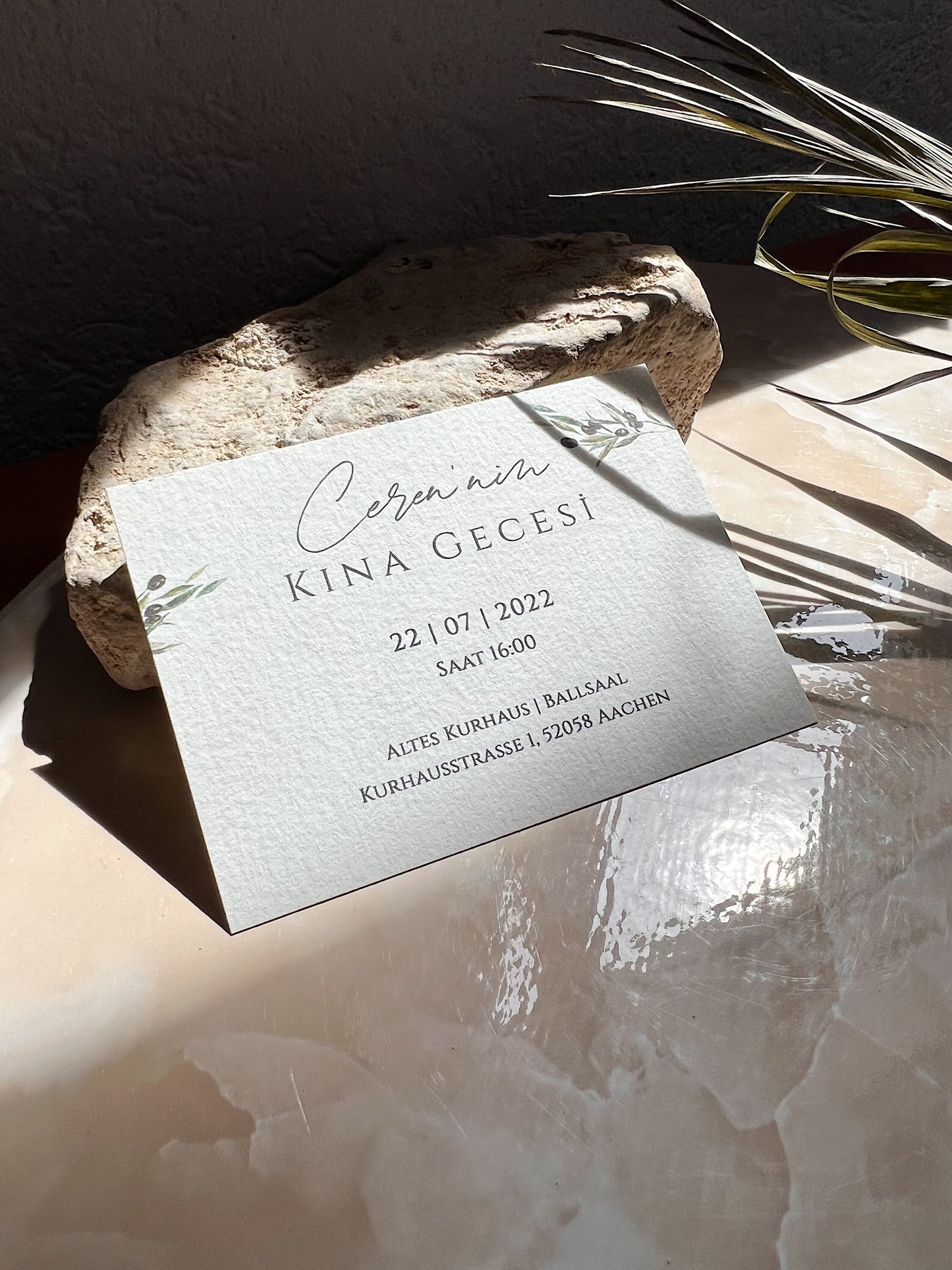 Olive Invitation I Henna Karten, Platzkarten A7 I Hochzeit Einladung